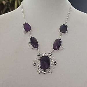 Amethyst Agate Stone Necklace 18"